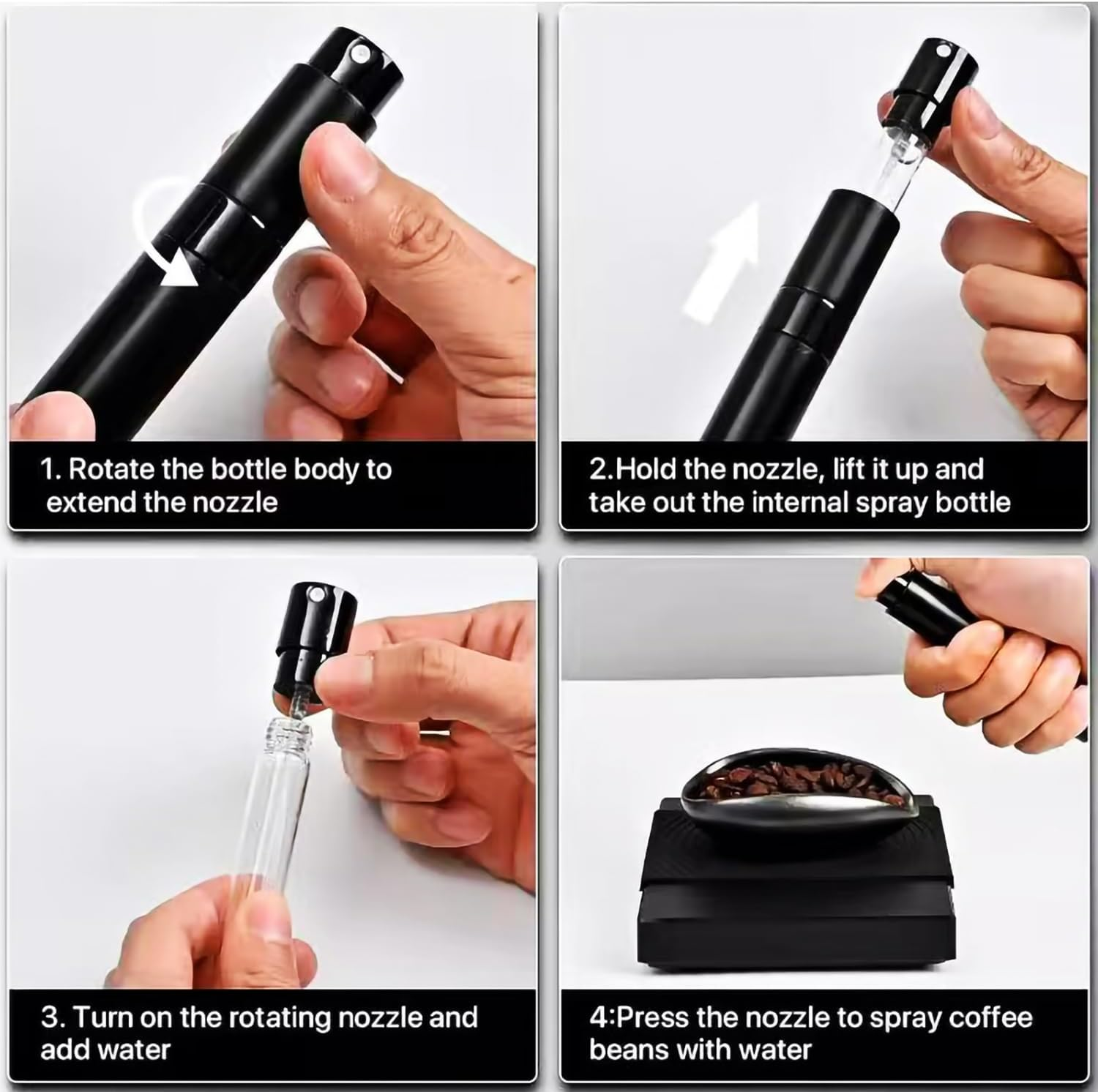 Coffee Bean Dosing Cup and RDT Spray Bottle Kit for Espresso Ceramic Ruffled Leaf Shaped Measuring Tray and Sprayer Set for Reducing Coffee Ground Static