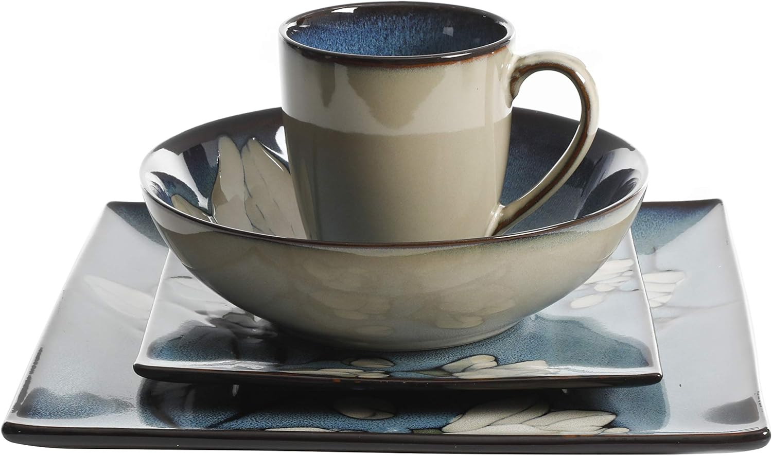 Gibson Bloomsbury 16 Piece Dinnerware Set, Blue image number 3