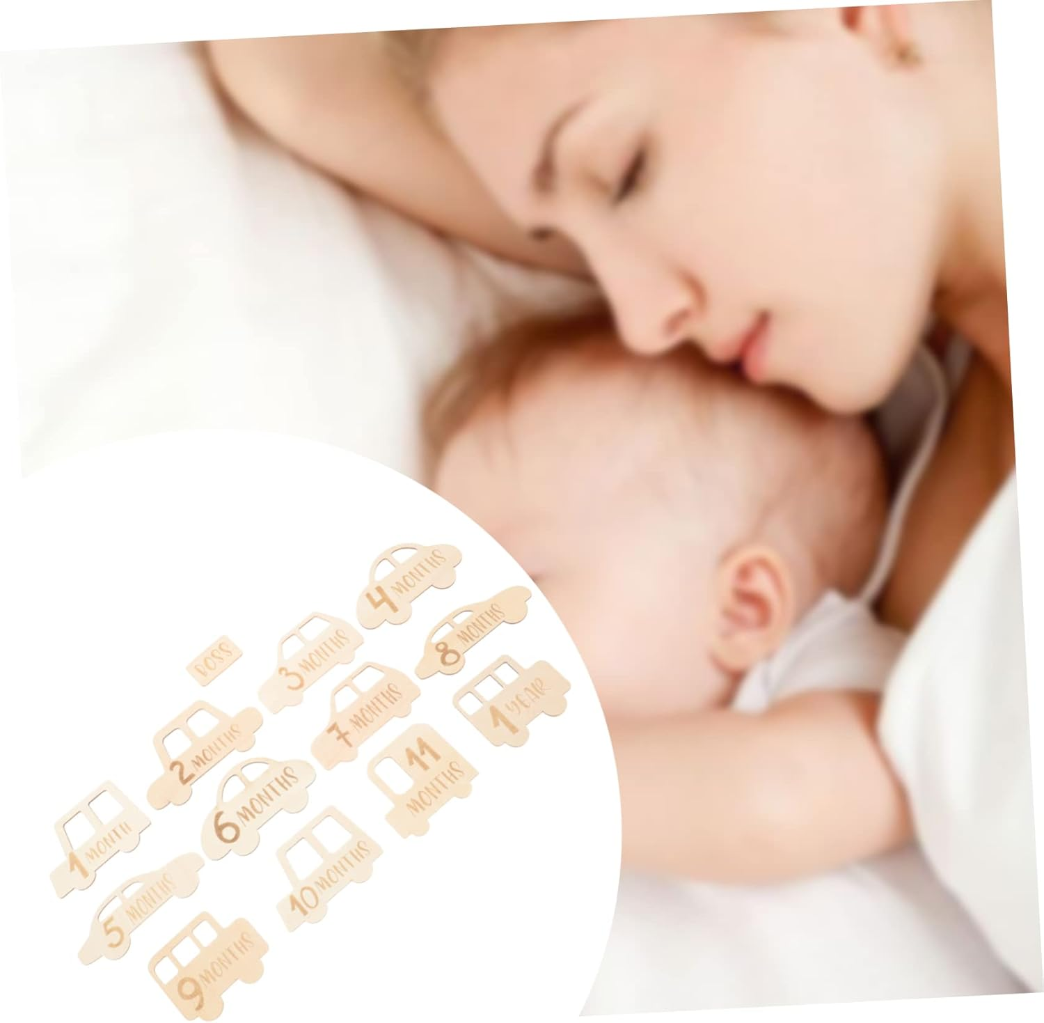 ERINGOGO 13Pcs Photo Props Announcement Sign Cards Wooden Monthly Baby Growth Recording Milestone Name Newborn Boys First Birth Announcement Wood Souvenir Photography image number 5