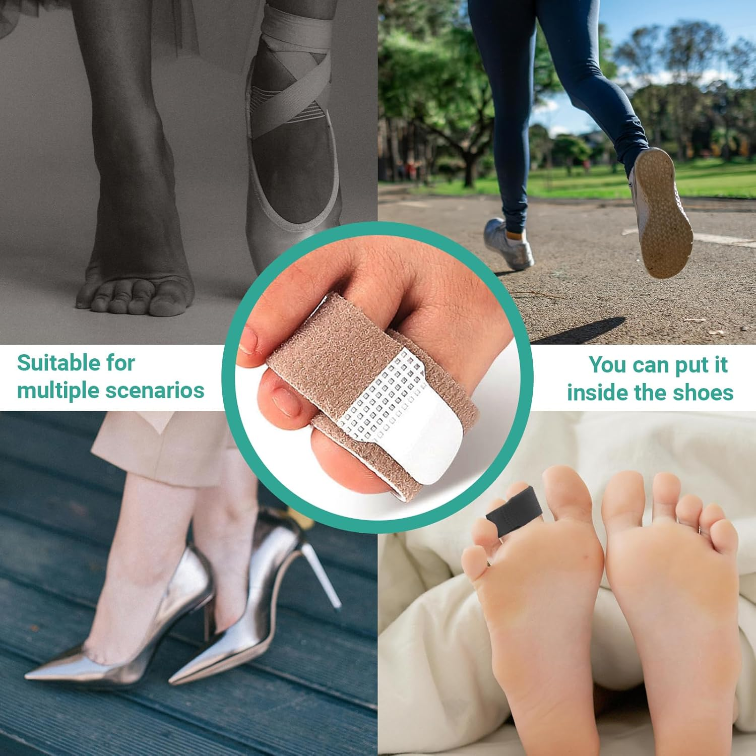 INCAUCA 3 Sizes Fabric Hammer Toe Straightener for Curled Toes, 15Pcs Hammer Toe Corrector Splints for Women Men Straightening Hammertoes Broken Toe, Toe Finger Buddy Wrap Tape, Skin Color image number 3