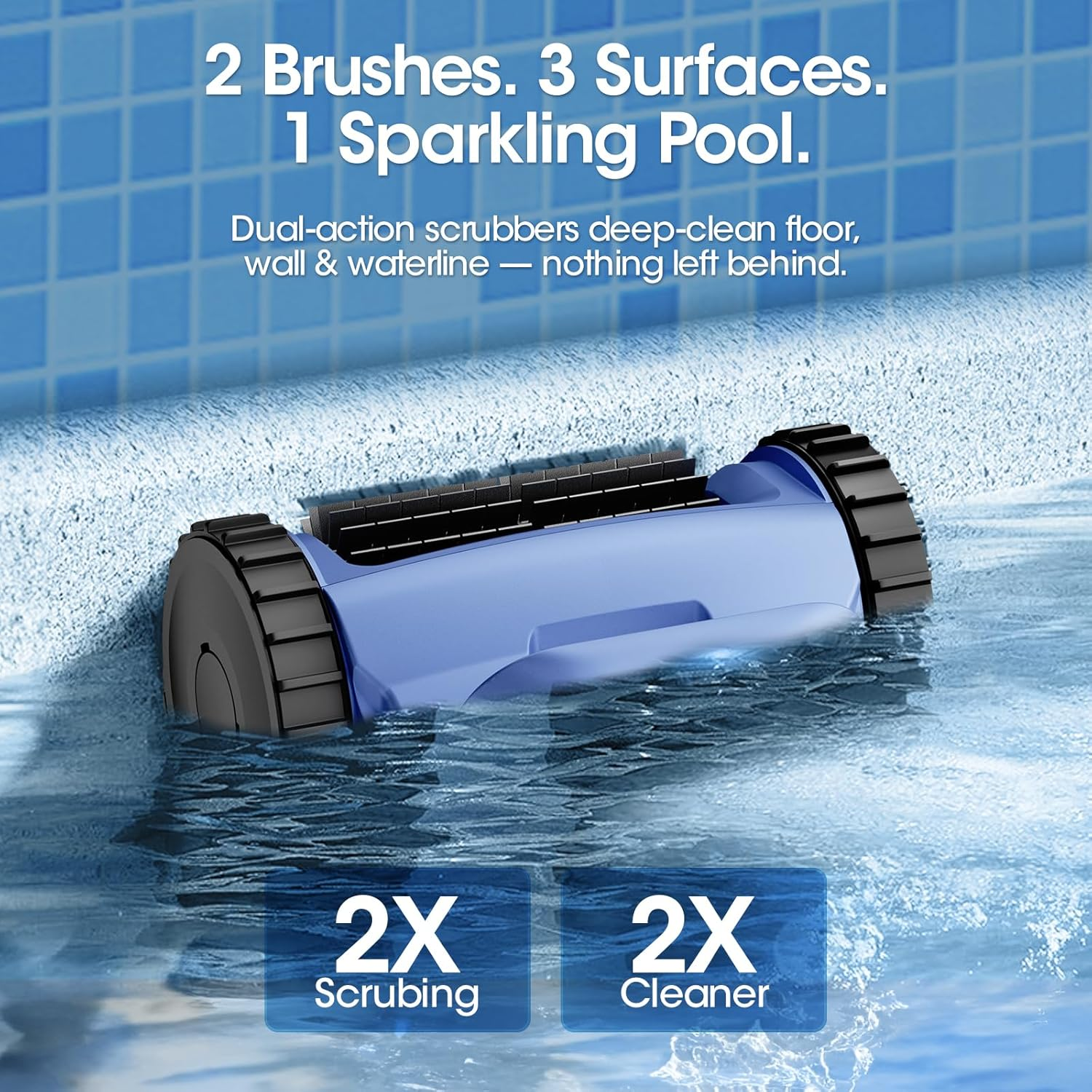 [2026 Release] Automatic Robotic Pool Vacuum for Inground & above Ground Pools, Wall Climbing Pool Vacuum Cleaner, Cleans Floor, Walls, Waterline, Drain & Skimmer up to 2150 Sq. Ft., 190 Min image number 5