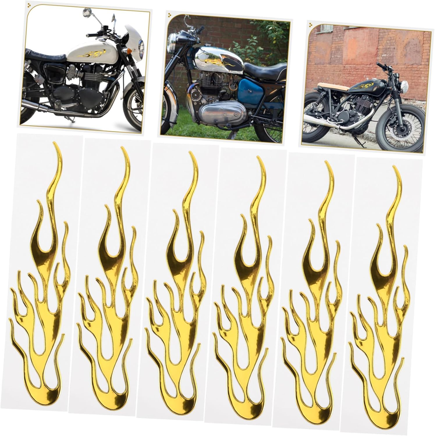 ABOOFAN 10Pcs PVC Yellow 3D Flame Stickers Decorative Vehicle Decals Motorcycle Car Flame Decal Self-Adhesive for Motorbike and Auto Window Decoration image number 4