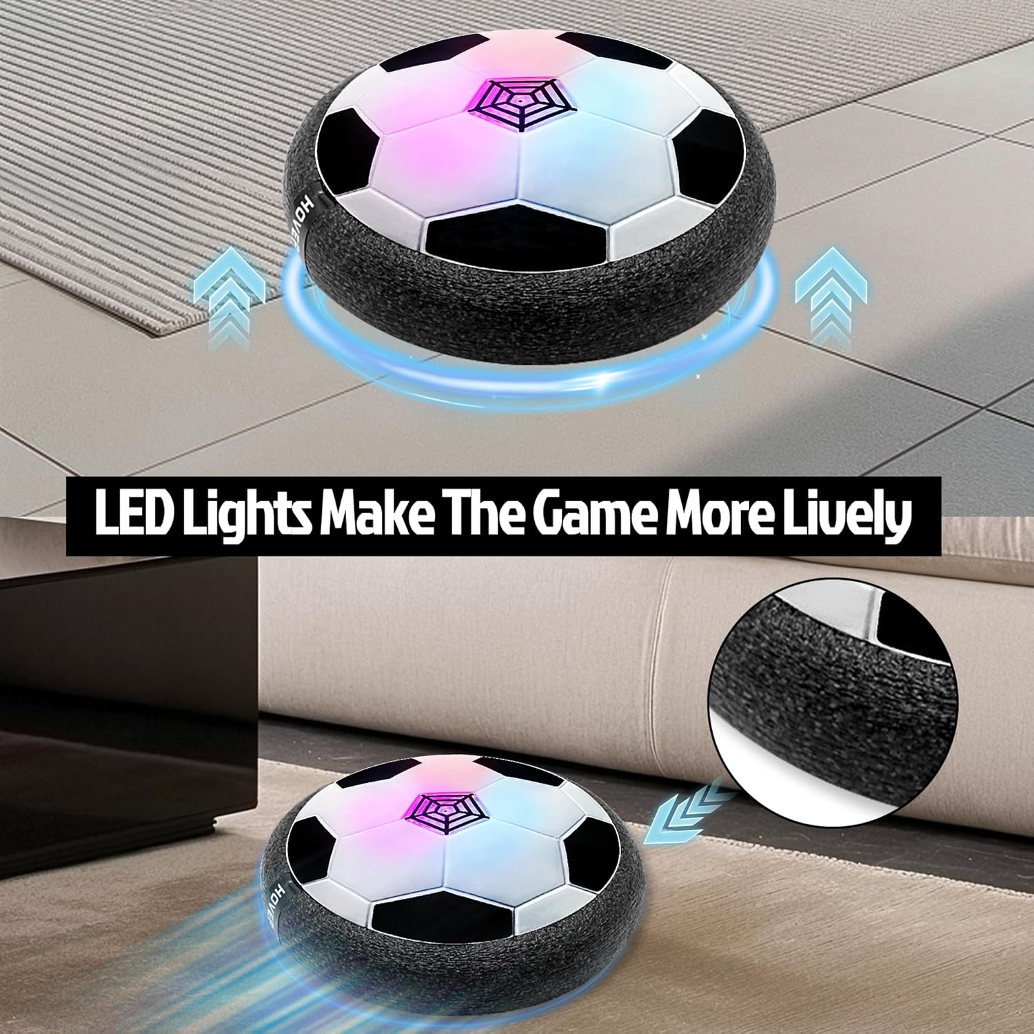 Hover Soccer Ball, Kids Toys for Boys Girls Age 3 4 5 6, Sport Indoor Outdoor Floating Soccer Boys Toys with Led Lights ＆ Foam Cushion, Football Game Birthday for 8-12 Year Old Boy Gift image number 6