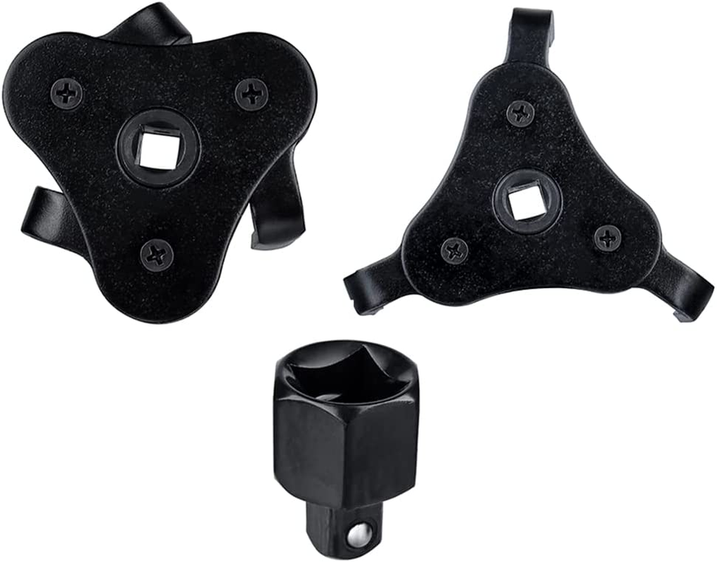 Yakamoz Adjustable 3 Jaw Oil Filter Wrench,Two Way Universal Adjustable Oil Filter Wrench with 1/2'' Adapter 3/8'' Square Drive Socket from 2.1 Inch to 4.2 Inch for Removing Motorcycles Cars Trucks