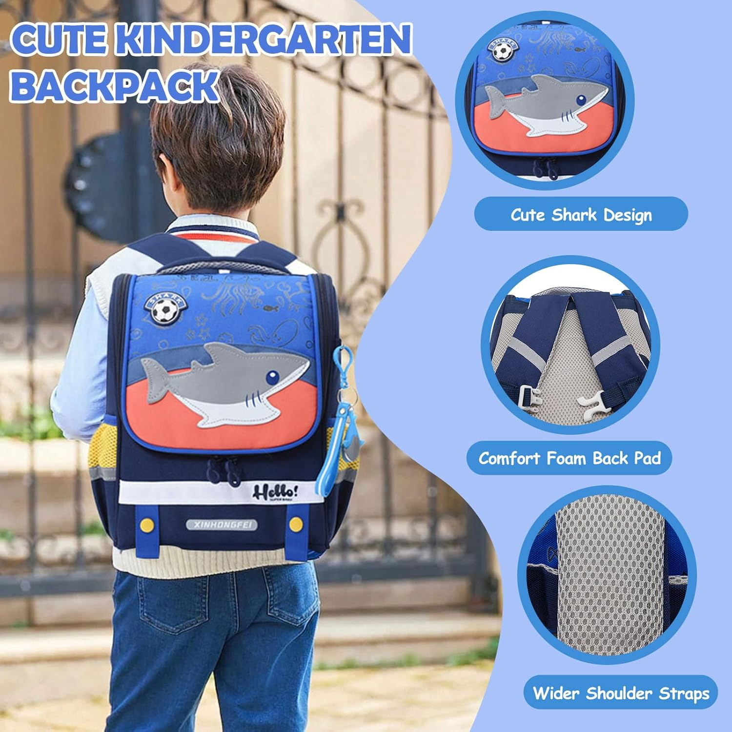 LJCZKA Toddler School Backpack Boys with Chest Strap, Children&rsquo;S Backpack Animal with Reflective Strip Water Resistant for Age 3-6 image number 5