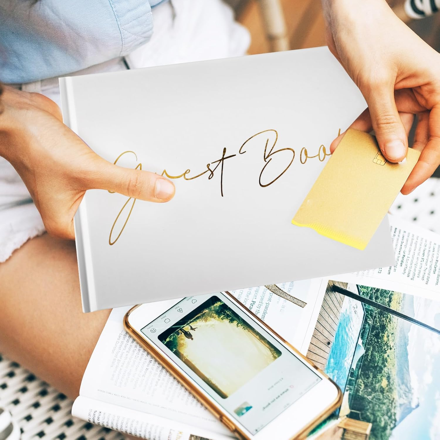 Guest Book for Weddings Birthdays Gatherings Sturdy Foil-Enhanced Photo Album for Cherished Memories Friends Family image number 3