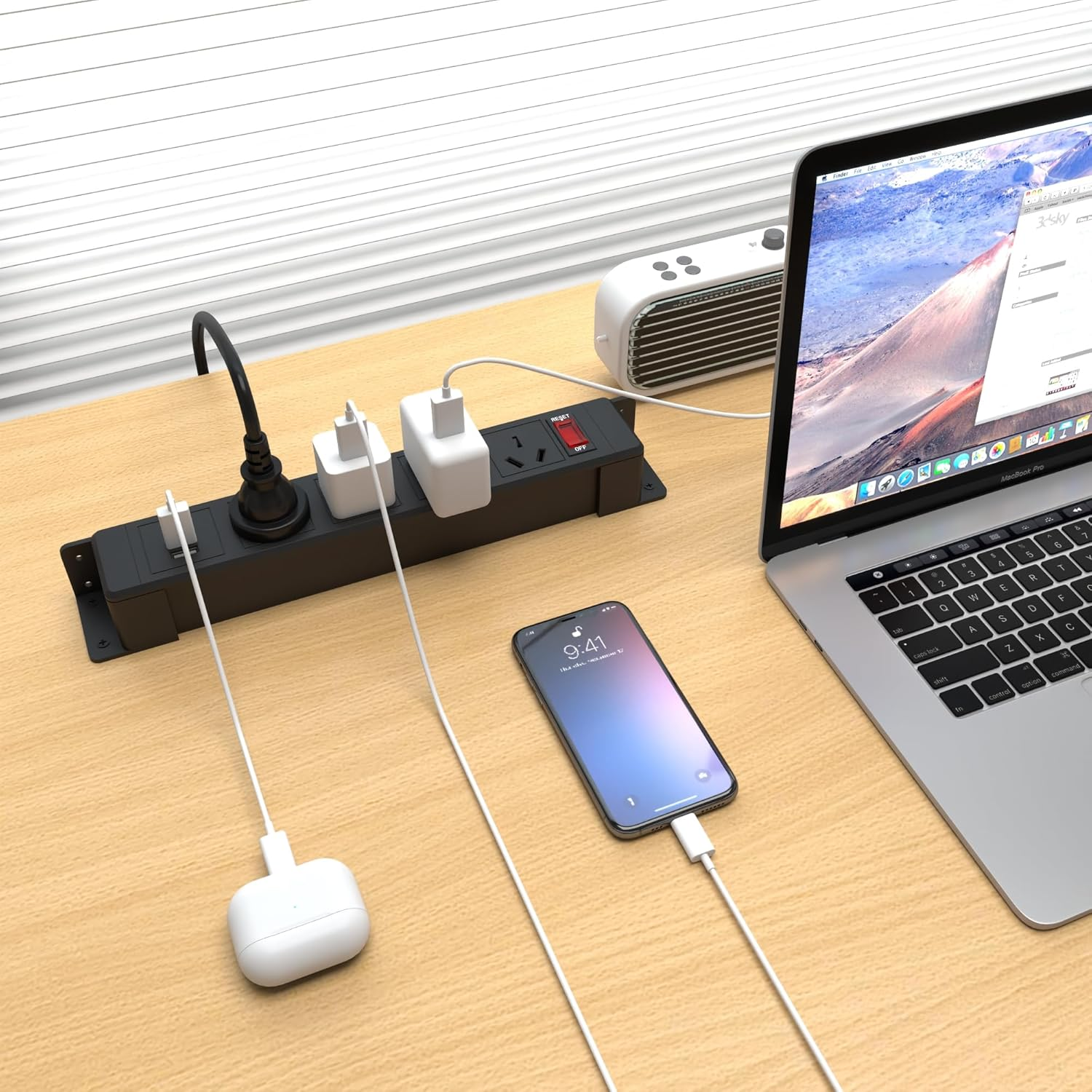 Wall Mount Power Strip AU Plug with 4 AC Outlets, USB Ports & USB-C, Overload Protection, Mountable Power Strip Garage Power Strip under Cabinet Power Strip Wall Mount Mountable Design with 1.8M Cord image number 6