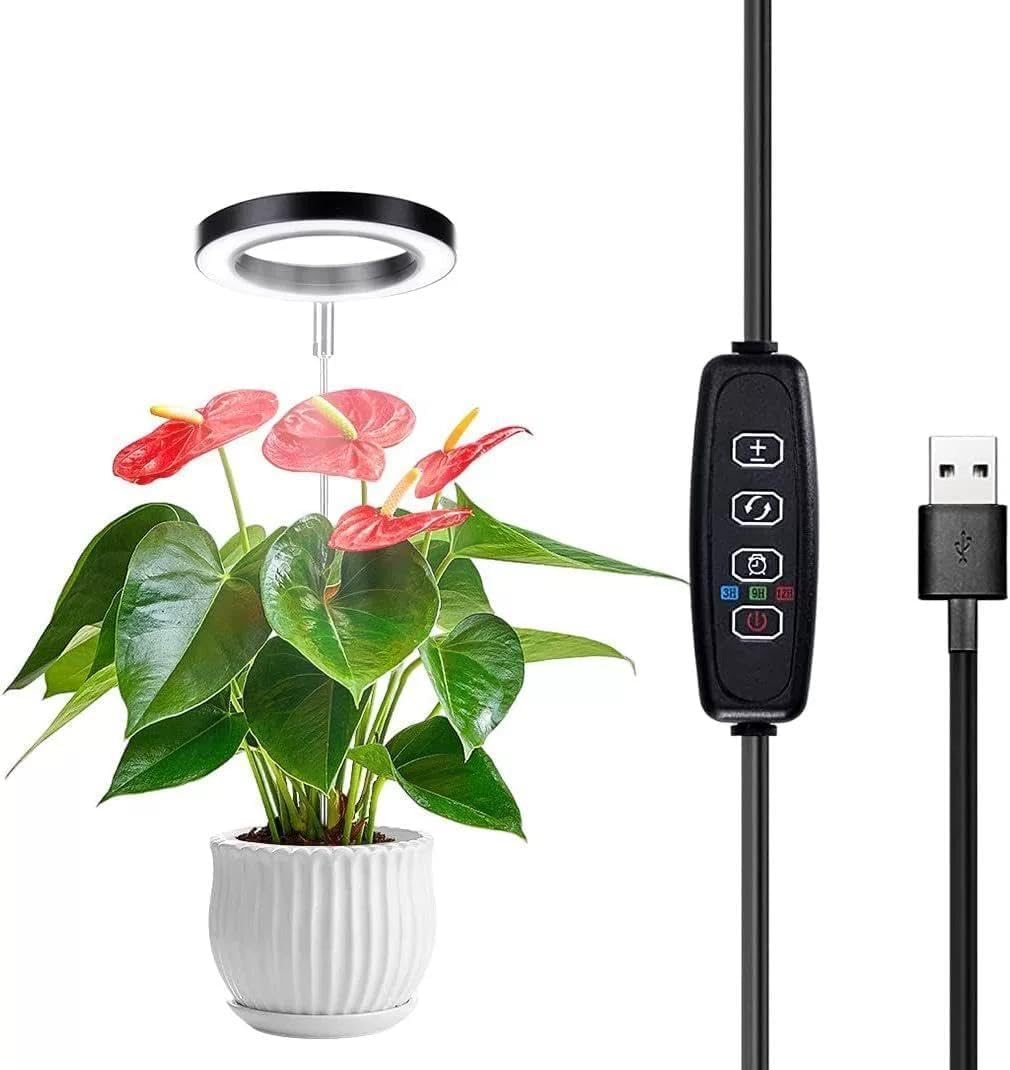 Plant Grow Light, 48 Leds Full Spectrum Grow Lights for Indoor Plants, Height Adjustable Small Grow Light with Auto Timer 3/9/12Hrs, Dimmable Brightness, Ideal for Small Plants (Black) image number 1