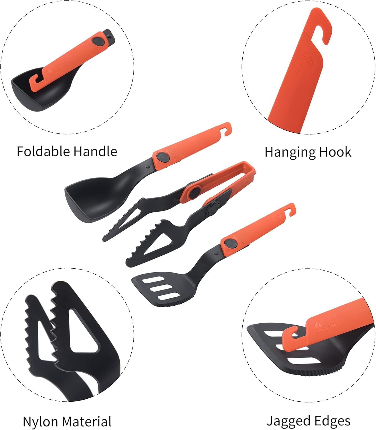 Fire-Maple Chef Camp Kitchen Set | Portable 6 Pc Kit with Folding Tongs, Spatula, Spoon | Essential Outdoor Gear for Backpacking, Car Camping, Fishing, BBQ, and Travel image number 5