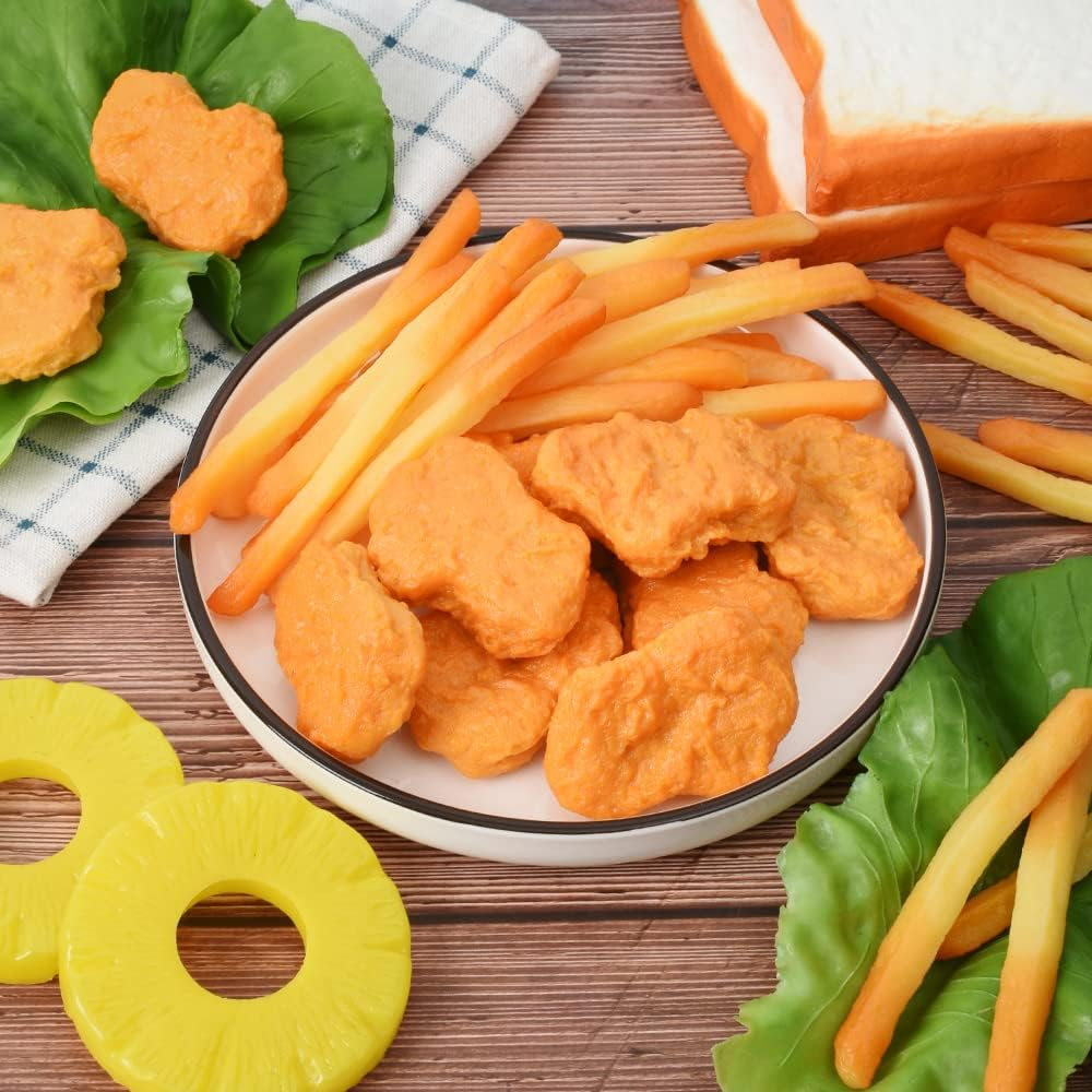 Luckforest Artificial Chicken Nuggets, 10Pcs Fake Fried Chicken Model Lifelike Food Meat for Home Kitchen Decor Food Model Market Display Props image number 2