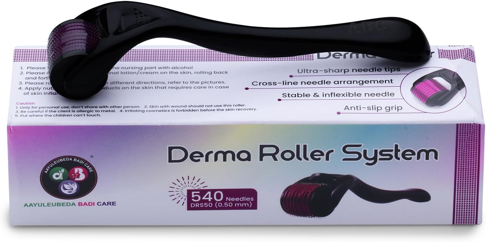 ABC Derma Roller System for Hair Growth 0.50 Mm with 540 Titanium Needles | Efficient System for Anti-Agening Skin Regenaration, Repairs Damaged Hair, Activates Hair Follicles| Easy to Use, Black image number 5