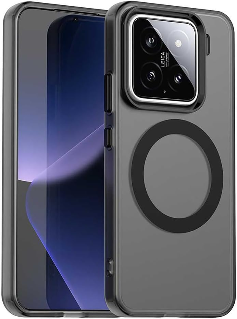 SEAHAI Case for Xiaomi 15 5G with Magnetic Adsorption Function, Ultra Thin Matte Translucent Hard PC Silicone TPU Bumper Protective Case Shockproof Mobile Phone Case, Black