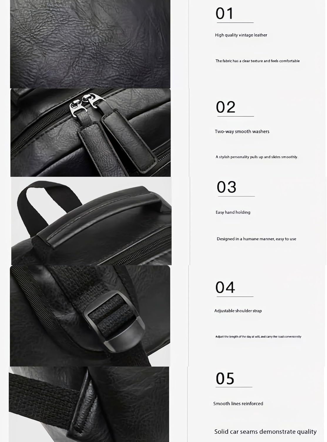 CYLYWJD Unisex PU Leather Laptop Bag Work Business Bag Hiking Backpack Leisure Day Bag University Schoolbag image number 6