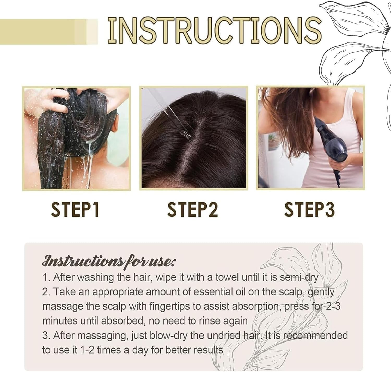 2PCS Veganic Natural Hair Growth Oil,Natural Hair Growth Oil,Natural Hair Density Essential Oil,Rosemary Hair Growth Oil for Dry Damaged Hair and Growth Thin Hair image number 1