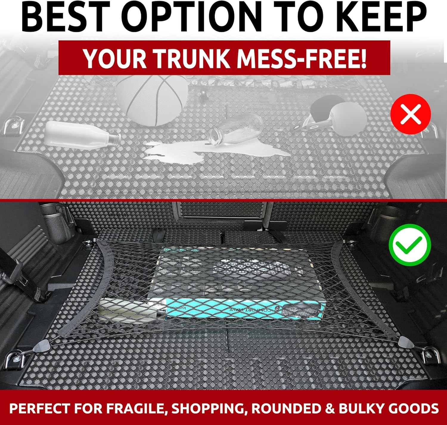 Floor Style Automotive Elastic Trunk Mesh Cargo Net for Land Rover Defender 2020-2024- Premium Trunk Organizers and Storage - Luggage Net for SUV - Best Car Organizer for Land Rover Defender image number 4