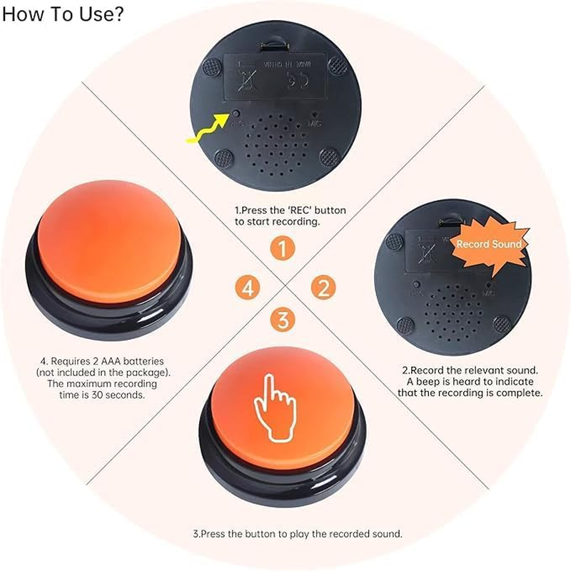 Voice Recording Button Set, 8 Colours, 30 Second Record and Playback, Communication Training Buzzer image number 4