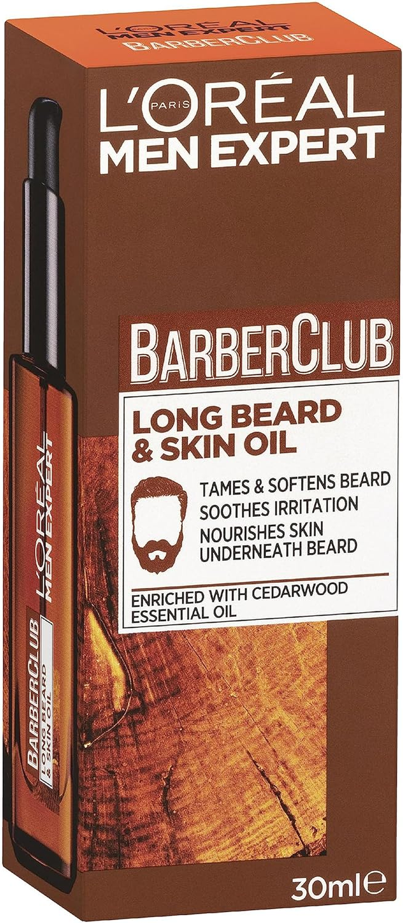 L&rsquo;Or&eacute;al Paris Men Expert Barber Club Long Beard & Skin Oil 30Ml, with Cedarwood & Essential Oil, to Tame & Soften Beard, Sooth Irritation & Nourish Skin image number 4