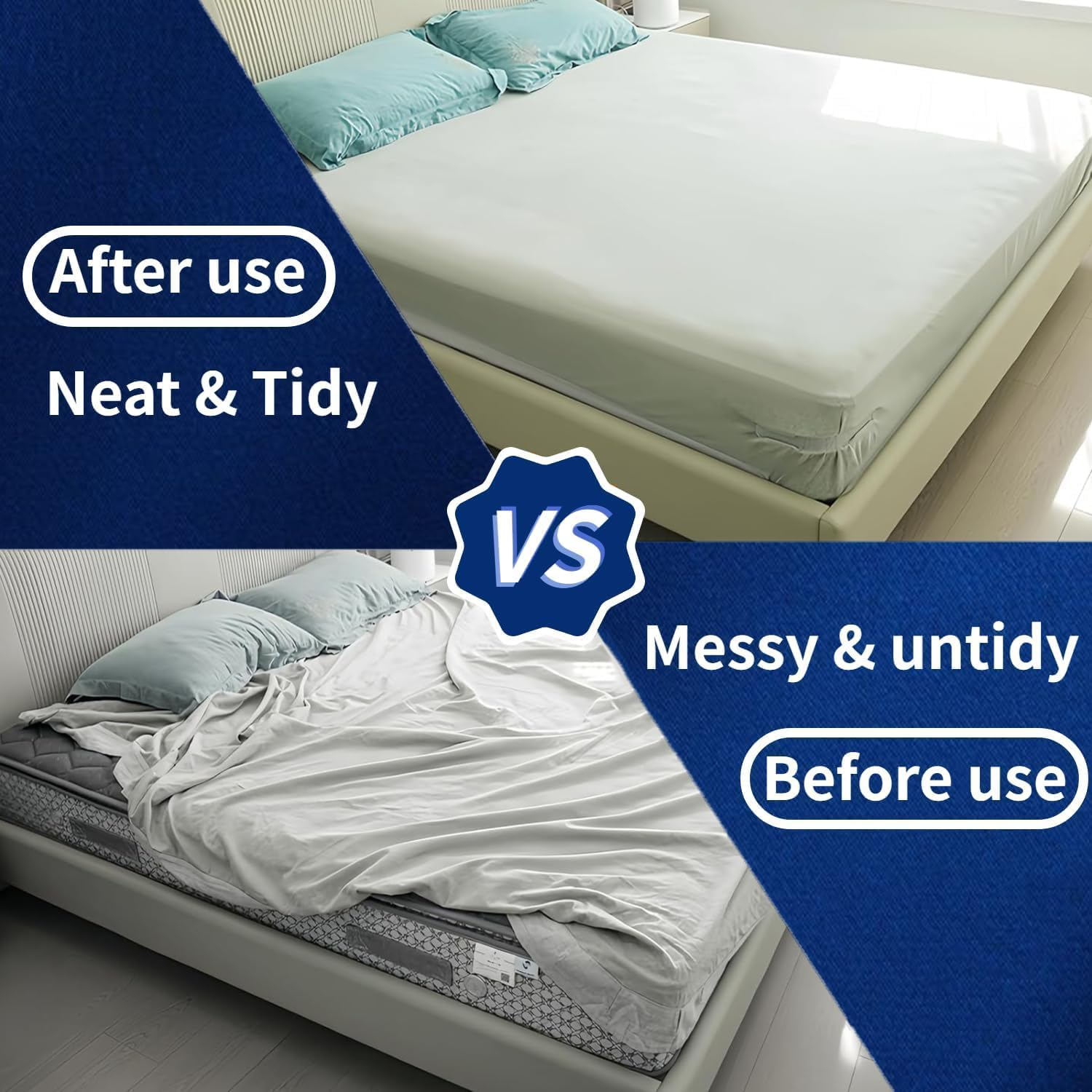 4 Pack Bed Sheet Holder Straps - Heavy Duty Mattress Fasteners with Locking Strips, Secure Fitted Sheets & Protectors (White) image number 1