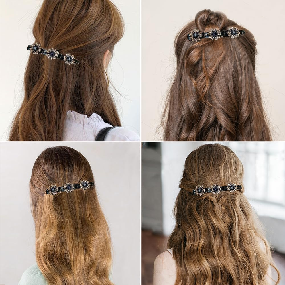 XFSRG Pack of 4 Flower Hair Clips Women'S Acrylic Hair Accessories Sparkling Hair Clips for Elegant Hairstyles and Stylish Occasions (Multi-Colour) image number 4