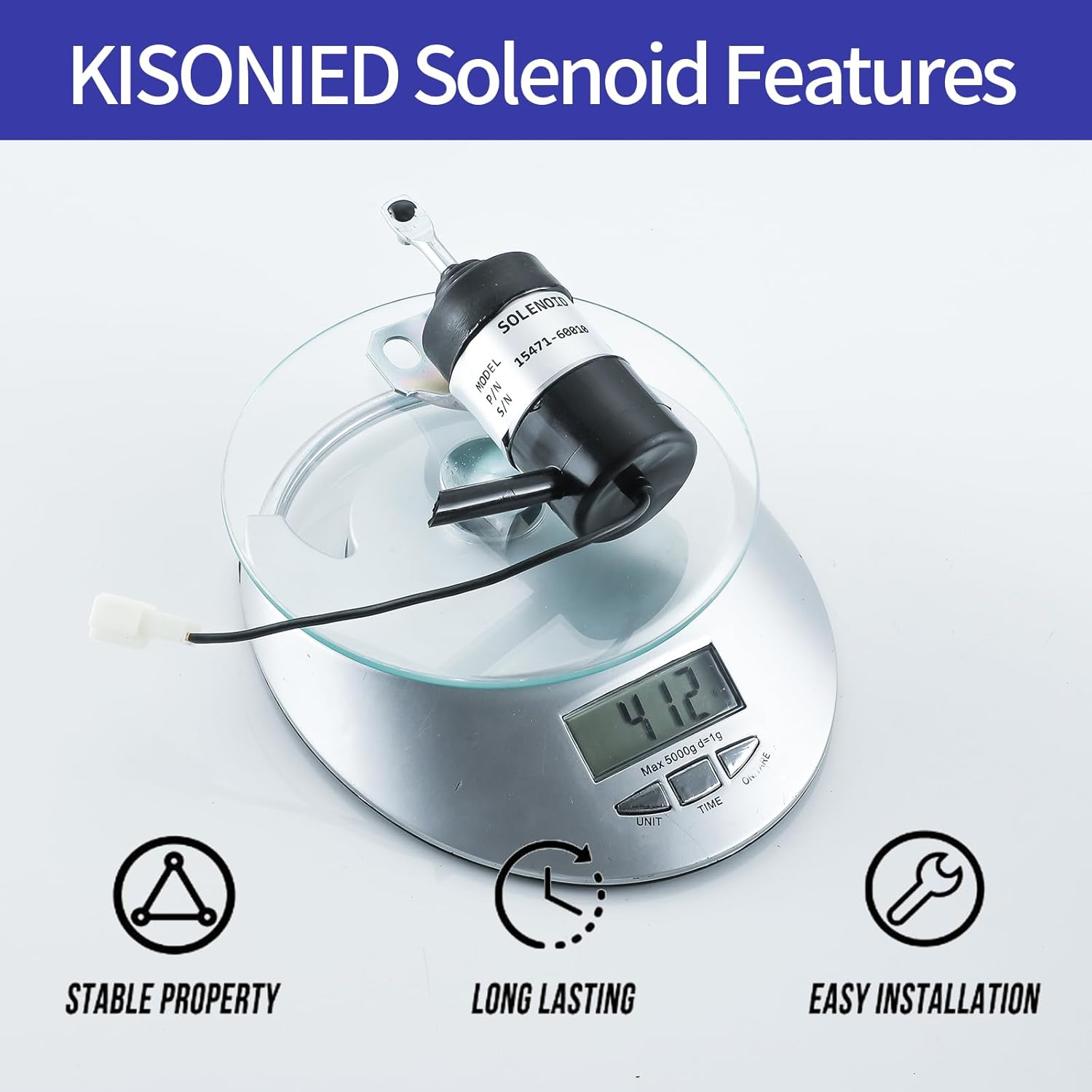 KD KISONIED 15471-60010 Fuel Shut off Solenoid 052600-1000 15471-60013 Replacement for Kubota R400B R410 R410B R420 R510 R510B R520 Tractor Part Generator Stop Solenoid 12VDC