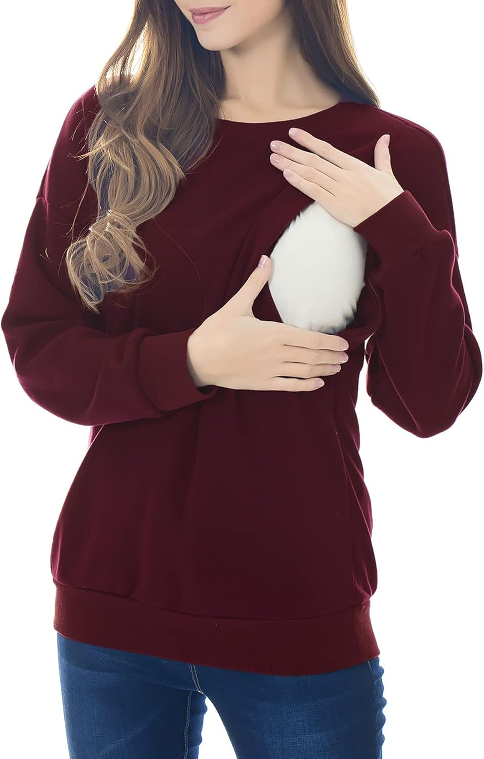 Smallshow Pflege Sweatshirt Langarm T-Shirt Bluse Stillen Pullover Tops Stillshirt image number 4