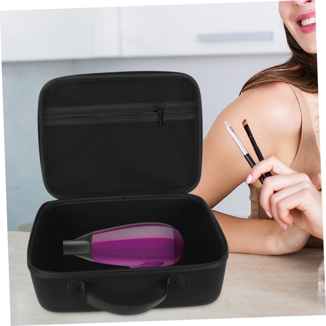 Hair Dryer Case Portable Toiletry Bag Eva Storage Organizer Travel Pouch for Hair Styling Tools Compact Protective Carrier for Travel Use image number 3