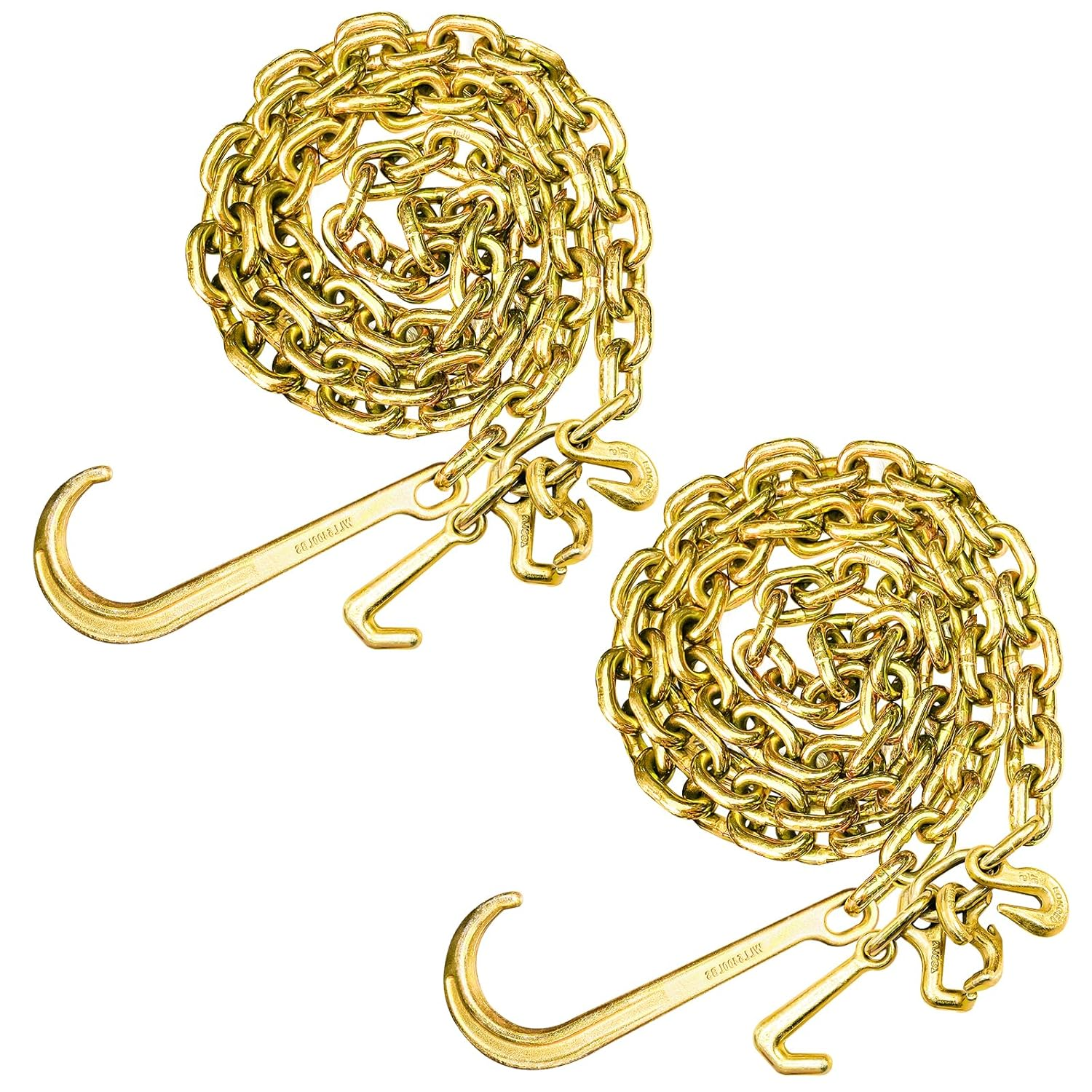 G80 J Hooks Tow Chain, 5/16" X 6' Recovery Tow Hooks Chain 15IN J Hook W/Rtj & Grab Hook, 18800LBS Tow Truck Accessories J Hooks, Bridle Tow Transport Chain, Wrecker Towing Truck Equipment, 2PCS image number 3