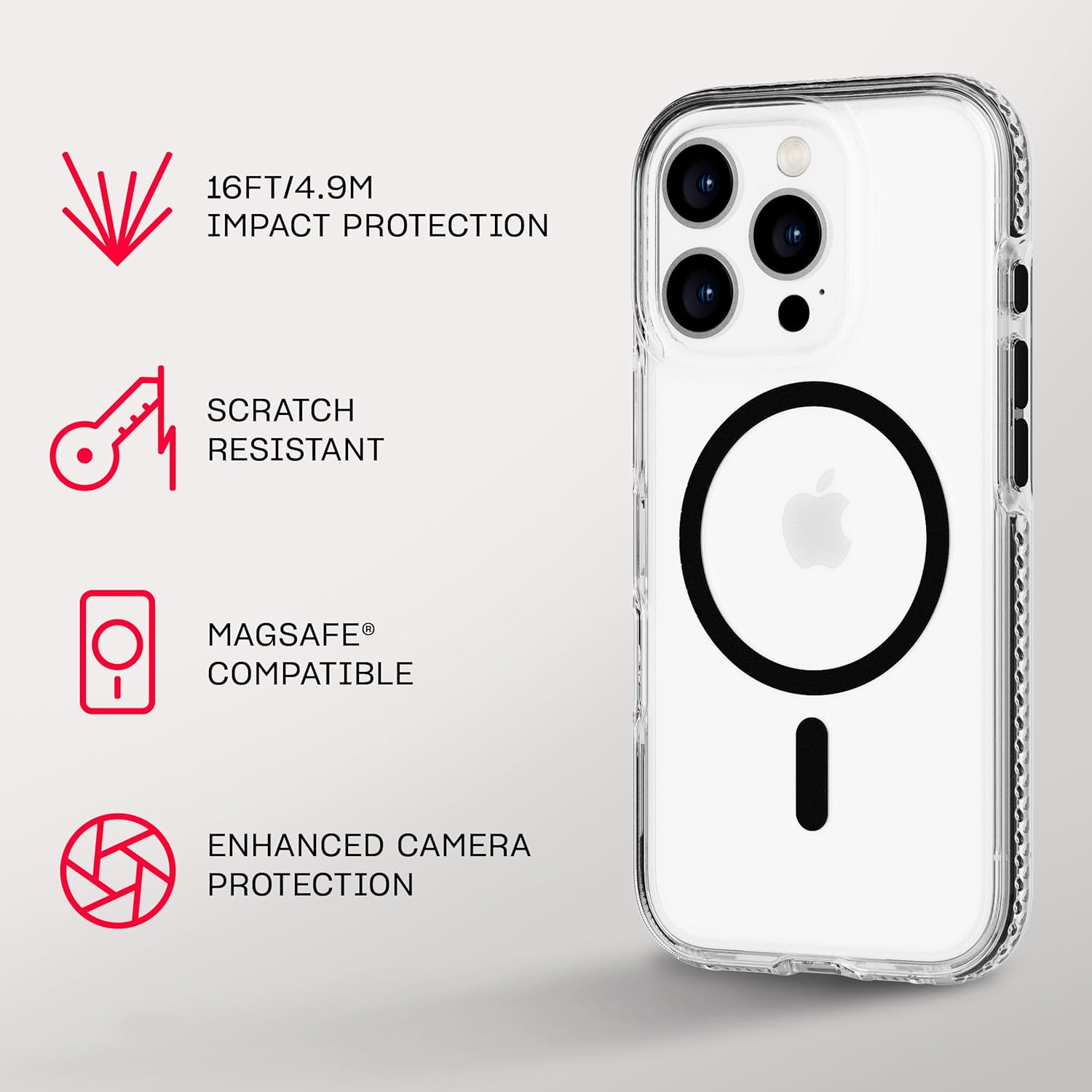 Tech21 Evocrystal for Iphone 16 Pro - Compatible with Magsafe - Impact Protection Case 15X Military Standard Tested - in Black - Clear image number 6