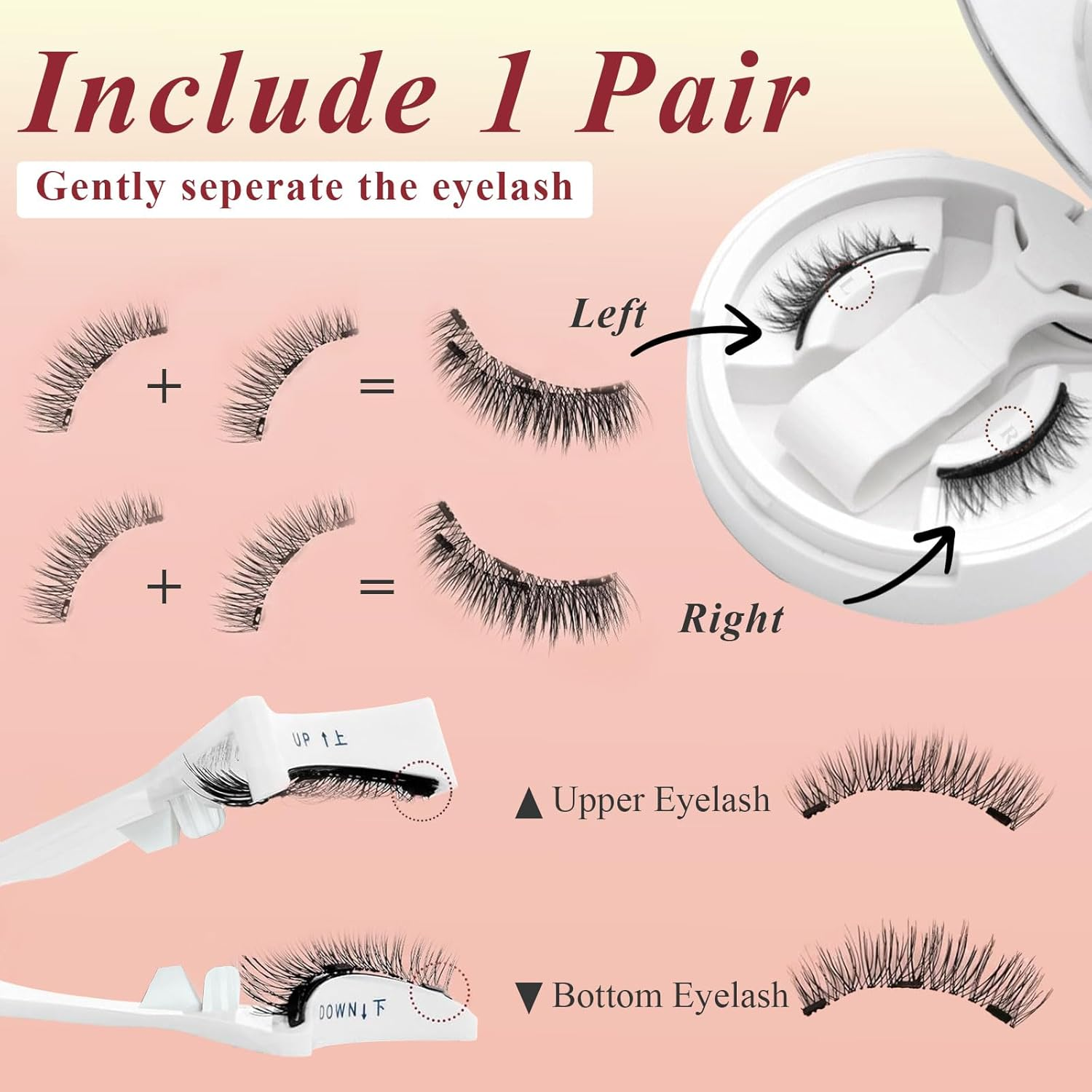 Magnetic Lashes with Applicator Magnetic Eyelashes Natural Look No Eyeliner Magnetic Eyelashes with Applicator Korean Magic Magnetic Eyelashes with Mirror and Curler image number 5