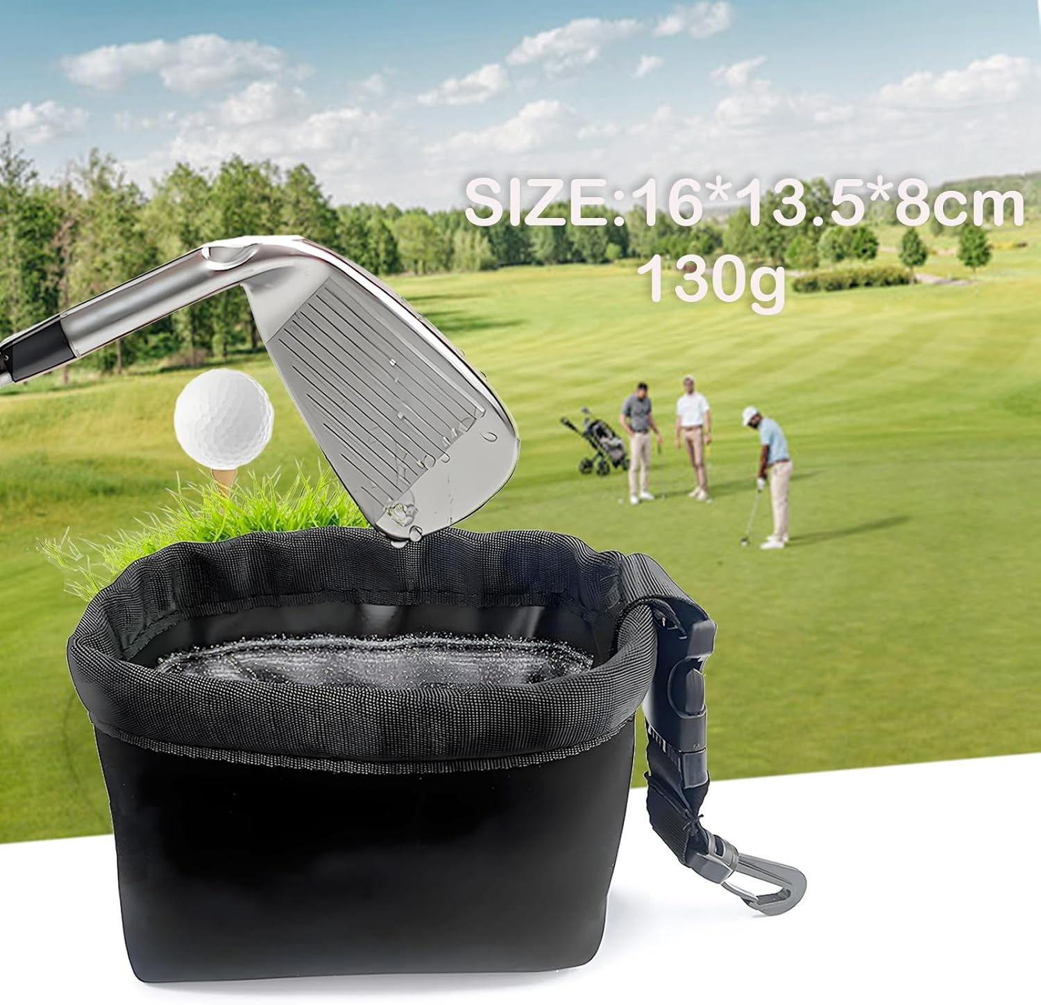 Golf Club and Golf Ball Cleaning Bag, Waterproof Microfiber Pouch with Detachable Clip, Machine Washable image number 3