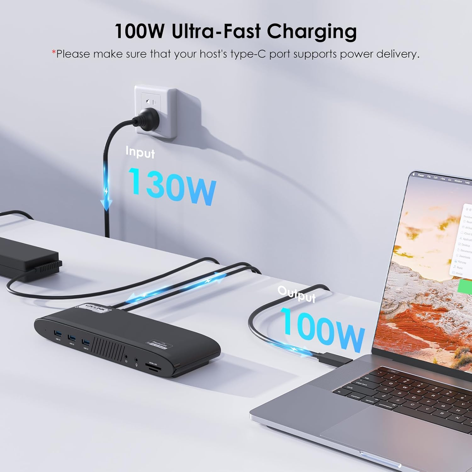 WAVLINK Universal USB C Docking Station Dual 5K Monitor, Displaylink Dock with 100W PD, 2X4K HDMI, 2X4K/5K DP, 5 USB Ports, SD/TF, Ethernet, Audio, Laptop Docking Station for Mac M1/M2/M3/M4 & Windows image number 3