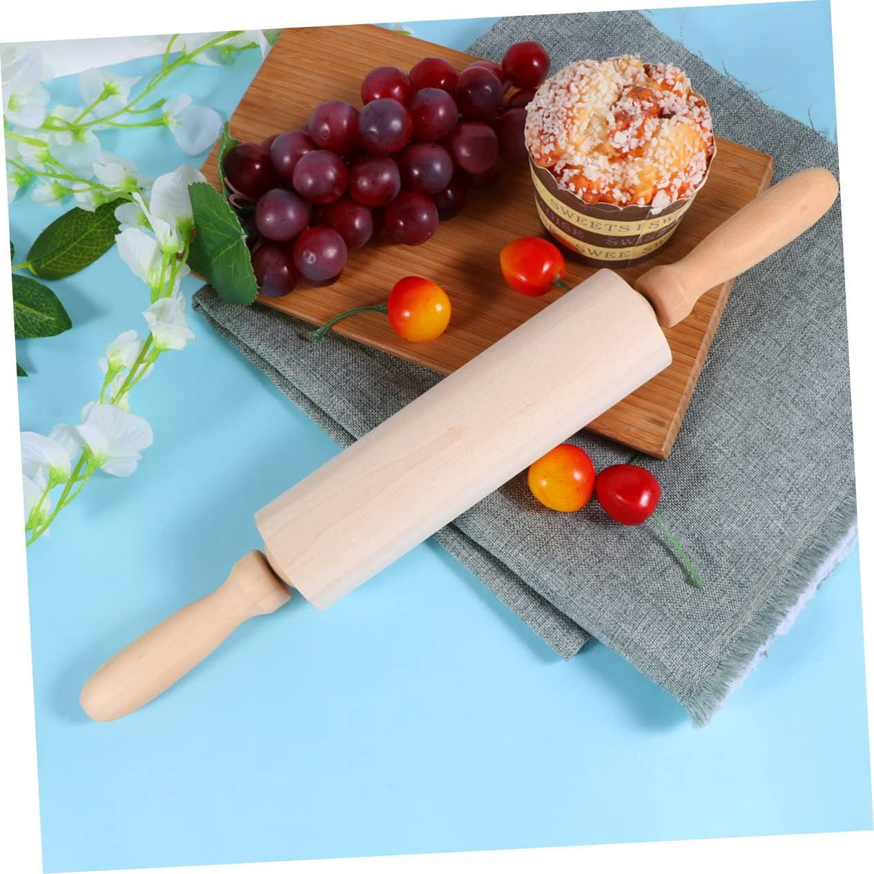 Wooden Rolling Pin Christmas Dough Roller Pin Professional Kitchen Tool for Cookie Pizza Single for Holiday Baking image number 6