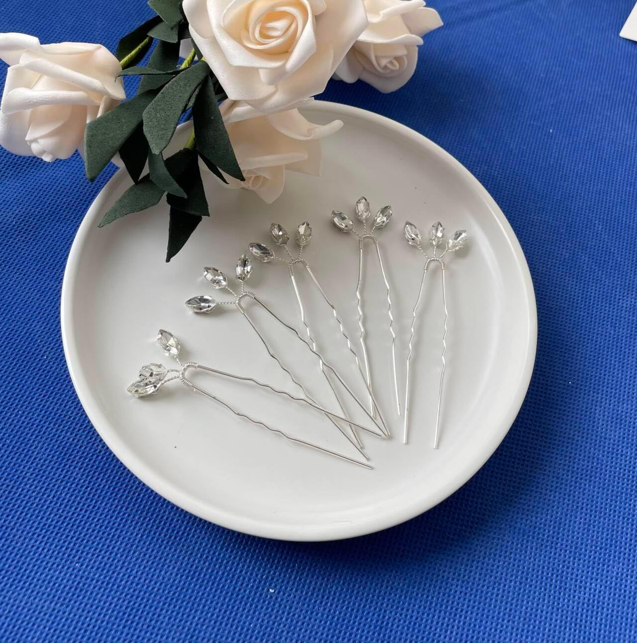 Resweky Pack of 5 Bridal Wedding Crystal Pins Silver Sparkly Rhinestone Bridal Hair Pieces Bridal Hair Accessories for Women and Girls image number 1