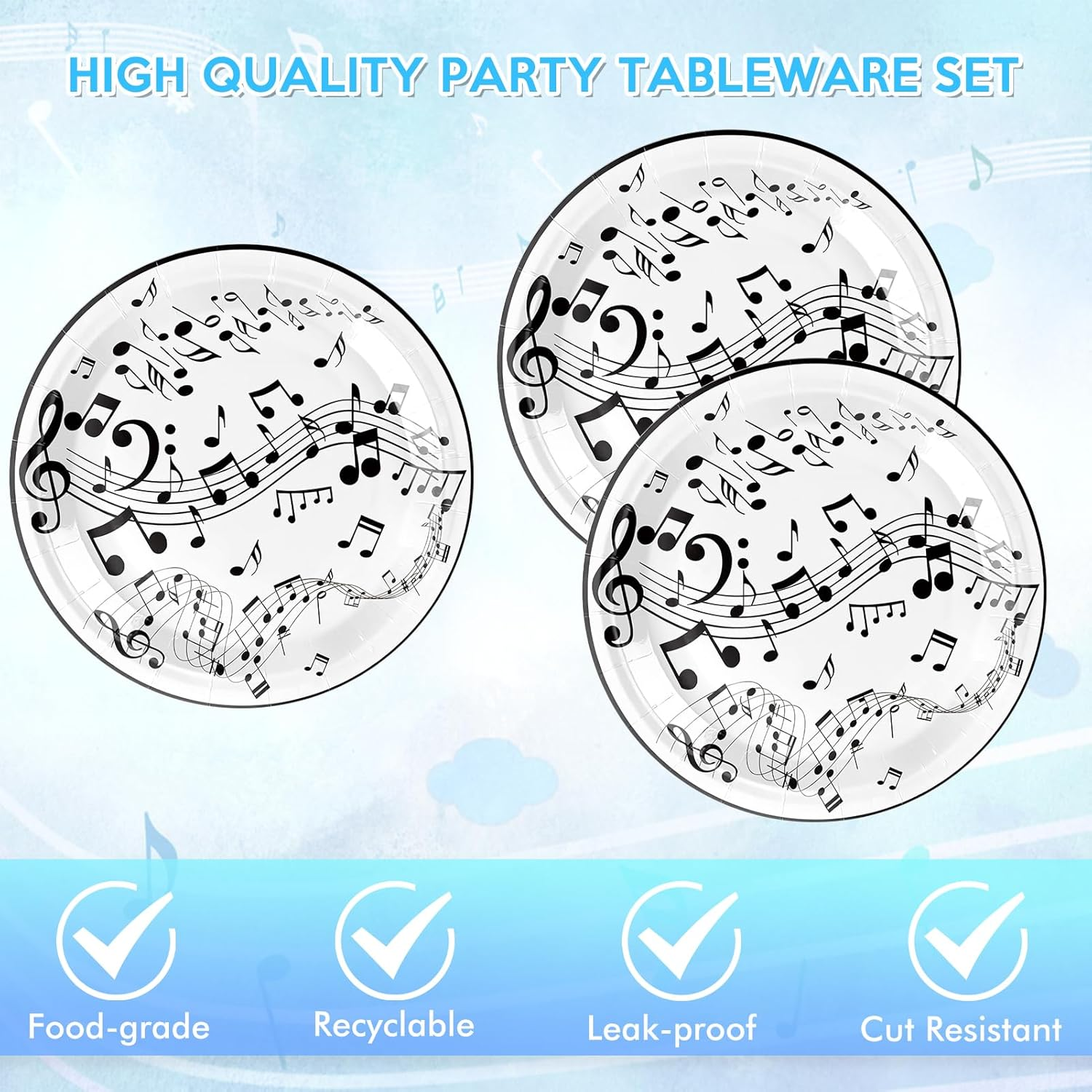 40PCS Music Theme Party Decorations Musical Note Plates Napkins Music Notes Party Disposable Tableware for Wedding Baby Shower Birthday