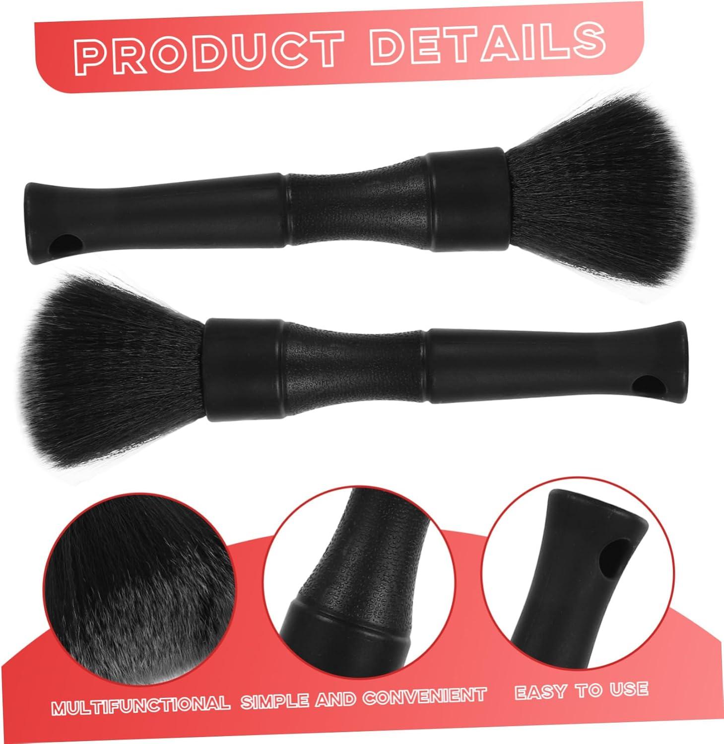 HOODANCOS 2Pcs Soft Bristle Car Detailing Brush Set for Interior Cleaning Vent Engine Bay Dashboard Detail Brushes Automotive Cleaning Tools for Wheels and Nuts