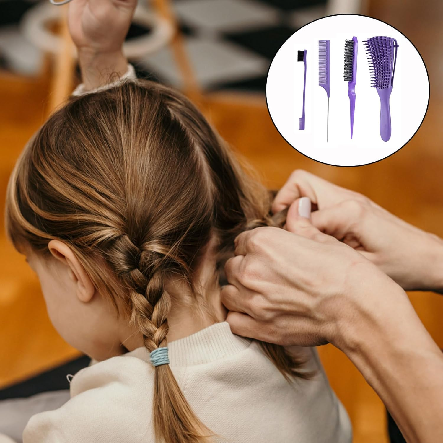 Curly Hair Product, Detangling Brush for Natural Hair for Afro Hair 3A to 4C Kinky, Wavy, Curly Hair, Detangler Easy with Wet/Dry, Improving Hair Texture (Purple) image number 1