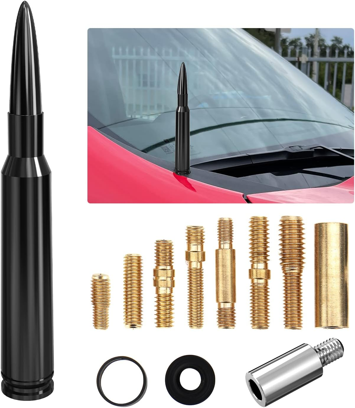 Bullet Antenna Mast Short Car Truck Vehicle Antenna Replacement for Chevy Chevrolet Silverado 1500 2500 3500 HD Avalanche GMC Sierra 1500 2500 3500 Denali Heavy Duty Pickup Trucks