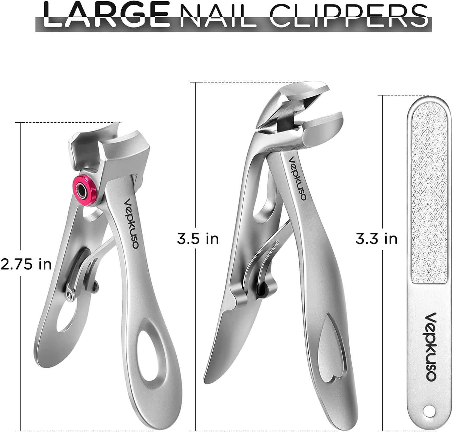 Nail Clippers for Seniors, Wide Jaw Fingernail Clippers and Angled Head Toenail Clippers for Thick Nail, Professional German Nail Clippers for Men, Women&Pregnant，Sliver