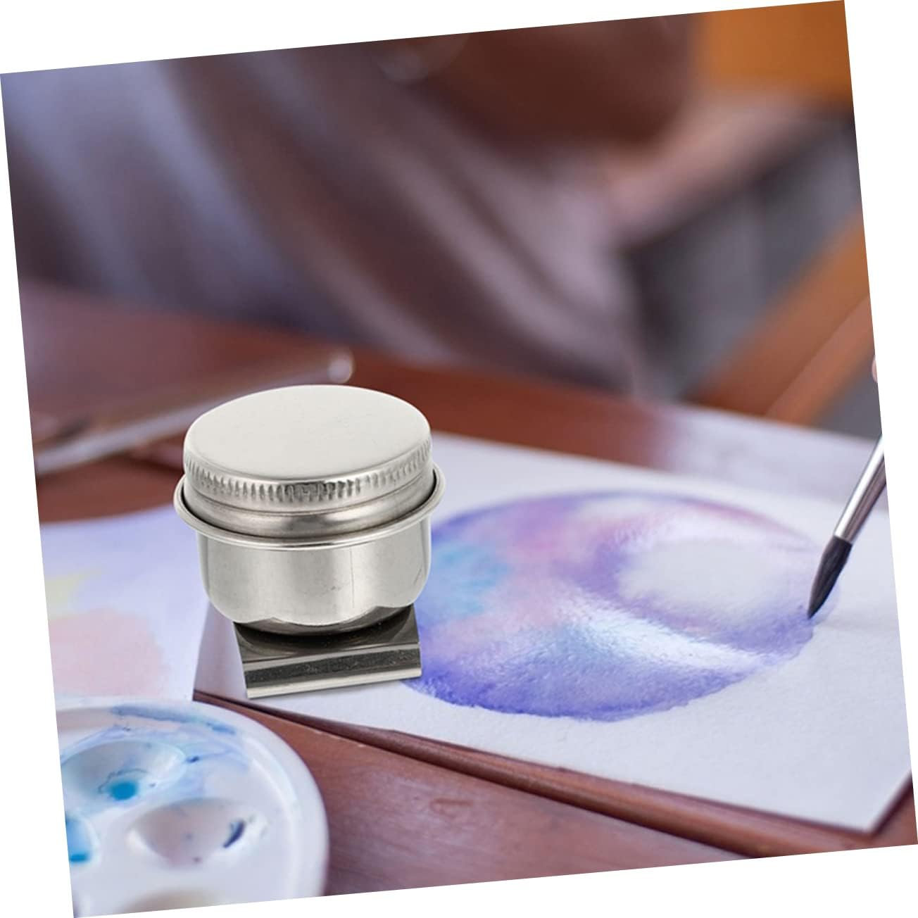 Operitacx 2Pcs Brush Washer Practical Painting Brush Cleaning Pot for Artists Oil Palette Cup Clip Compatible Turpentine Solvents Compact Design for Easy Use image number 4