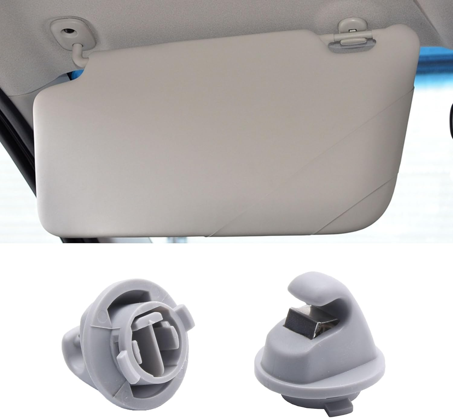 Sun Visor Hook Clips OE Replacement Clips Compatible with 2019-2023 Tesla Model 3 / (Gray) 2 PCS