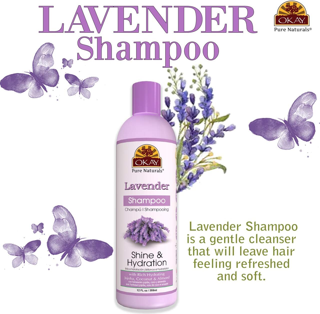 OKAY Pure Naturals OKAY Pure Naturals Lavender Growth Shampoo, 12 Ounce,