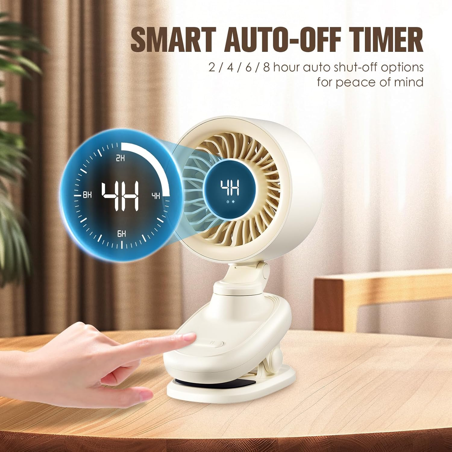 TRILINK Clip on Fan, Small USB Desk Fan with Rechargeable Battery, Oscillation, Timer, Stepless Speed & Ultra Quiet, Mini Portable Table Fan for Home, Desktop, Bedroom, Bed, Office, Travel, & Camping