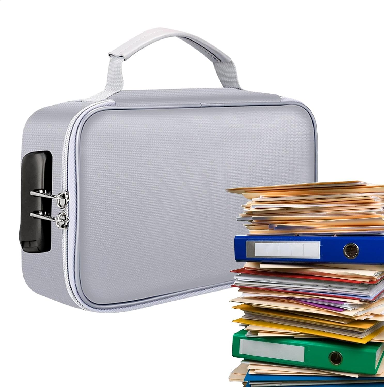 Fireproof Document Bag, Insulated Document Storage, Fireproof Passport Holder, Fireproof Document Box, Large Waterproof Fireproof File Box with Lock, Intelligent Organisation, Secured De image number 1