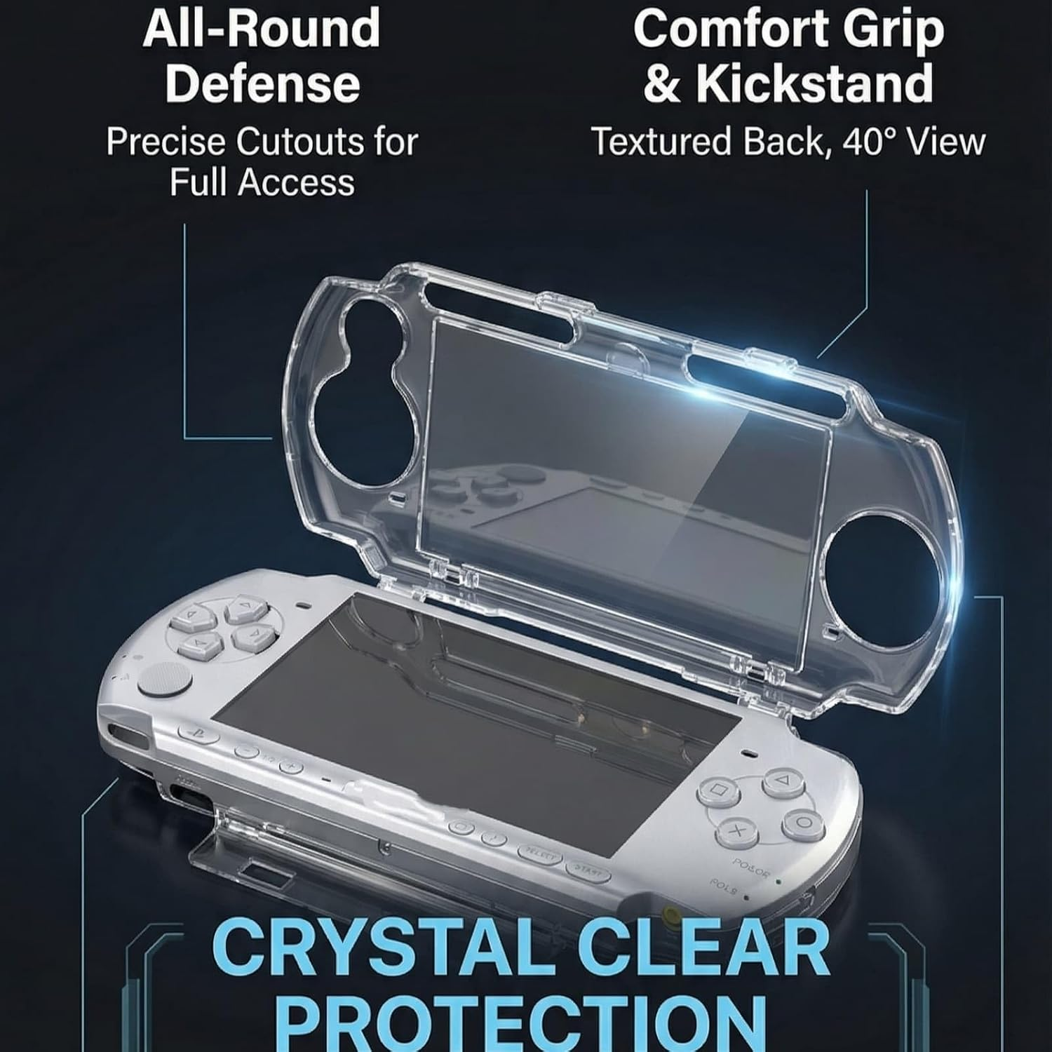 Transparent Hard Case for PSP 2000 3000 Console Crystal Protective Shell Back Stand Shockproof Cover anti Scratch Handheld Gaming Accessory image number 6