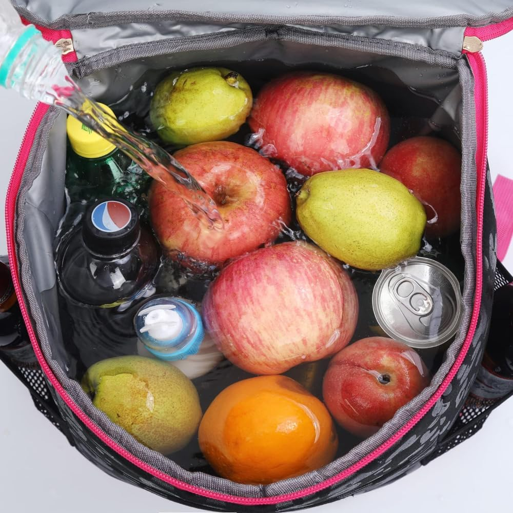 Leopard Cooler Backpack - 24 Can Insulated Lunch Bag for Women, Lightweight Soft Cooler Compartment for Hiking & Camping image number 4