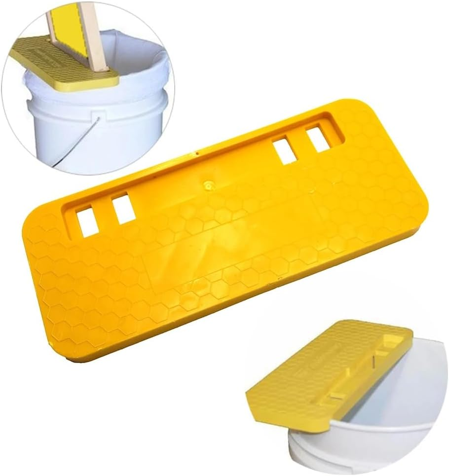 Honey Uncapping Tank Holder, Plastic Honey Bucket Scraper Tool, Beekeeper Flat Honey Shelf for Hive Cleaning Tool Beehive Frame Holder Shelf Yellow Color image number 4