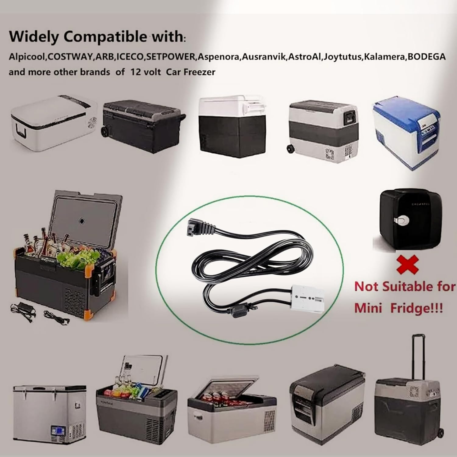 KUGONTC 16AGW 3M Power Cable Cord Lead with 50A Anderson-Plug Compatible with Waeco & Kings Fridge Refrigerator 12V Fridge Freezers RV Refrigerator Portable Refrigerator/Freezer Compressor