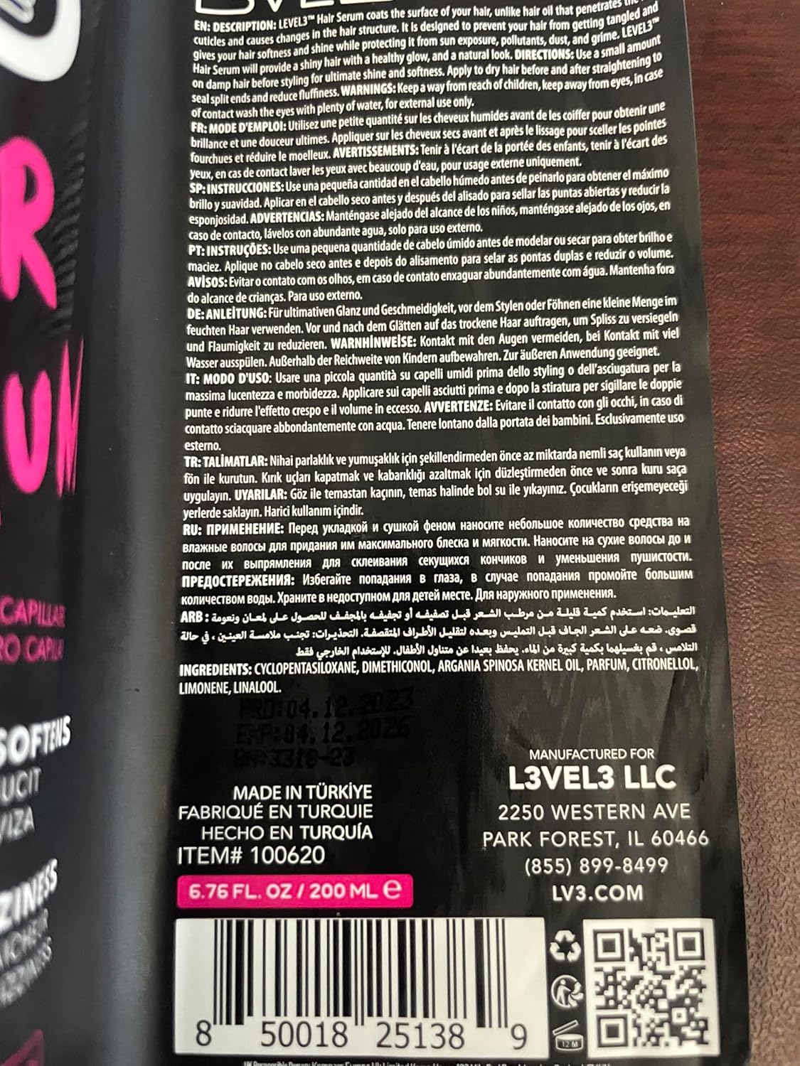L3VEL3 Hair Serum - Hydrates and Repairs Hair - Infused with Aloe Vera - Seals Split Ends - Improves Texture and Volume - Lightweight Formula - Adds Refreshing Scent - Offers Heat Protection - 6.8 Oz image number 5