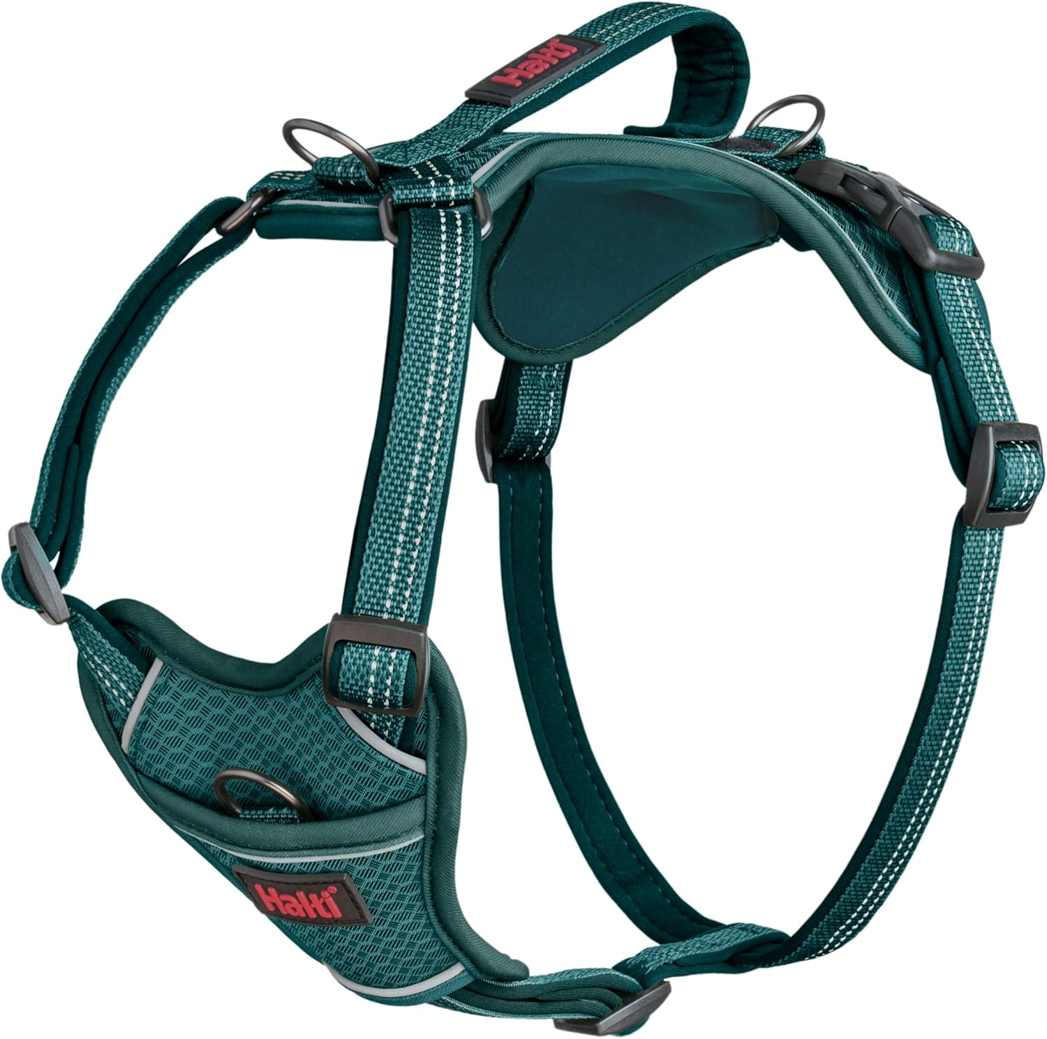 HALTI Anatomy Dog Harness with Handle - Provides Your Dog Freedom of Movement for Comfortable Walking. 3 Lead Attachment Points, Neoprene Padded, Adjustable, and Reflective (Size Large, Grey) image number 6