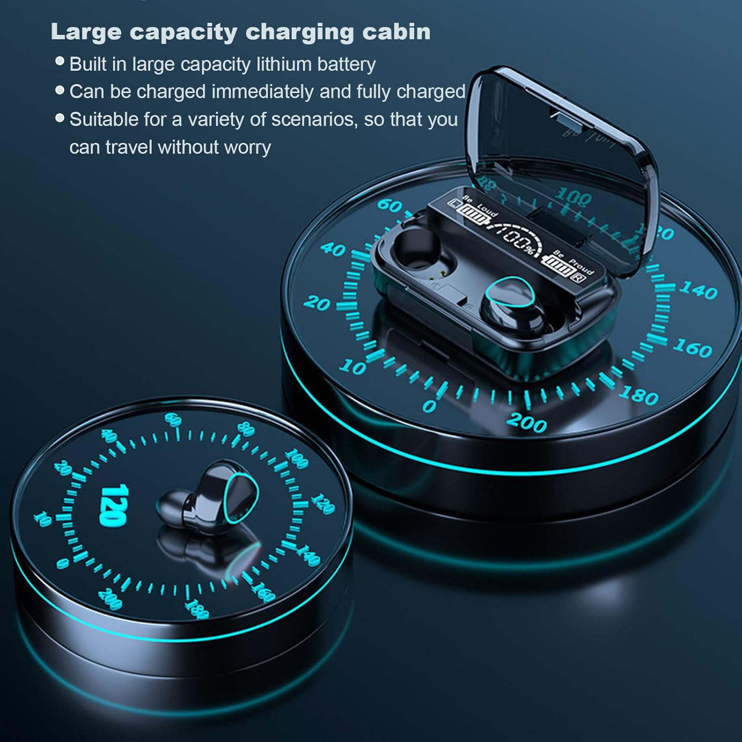 Lazmin112 Wireless Earbuds, BT V5.1 Stereo Bass Headphones with Noise Cancellation, IPX7, Waterproof, Long Battery Life, In-Ear Headphones with Charging Case for Sports Riding Home image number 6